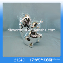 Hot selling silver plating ceramic squirrel ornament,ceramic squirrel figurines,ceramic squirrel decoration